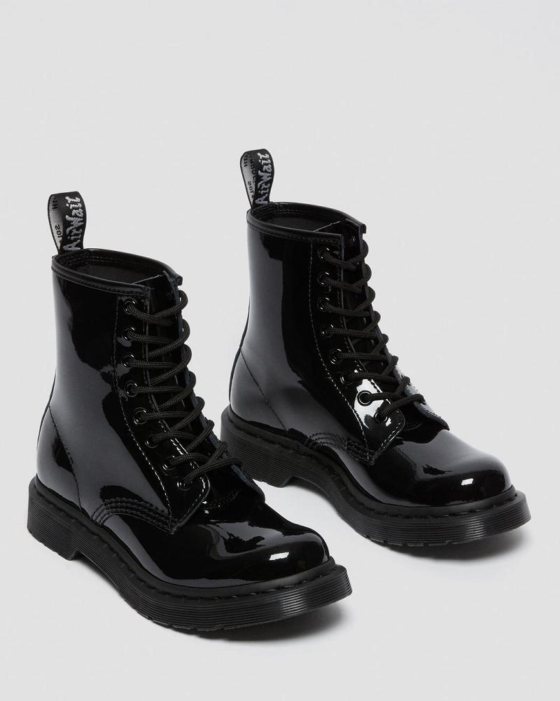 Women's Dr Martens 1460 Mono Patent Leather Lace Up Boots Black | AU 170NWY